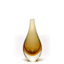 Drop Glass Vase Bicolor Smoky with Amber Murano Style Art Glass