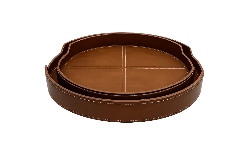 [TH0133] Leather Tray (Set of 2)
