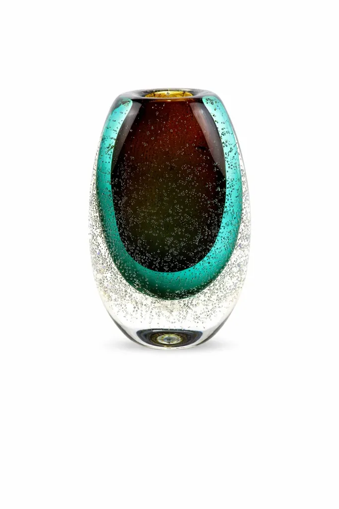 [DK0069] Glass Vase in Blue, Amber and Clear