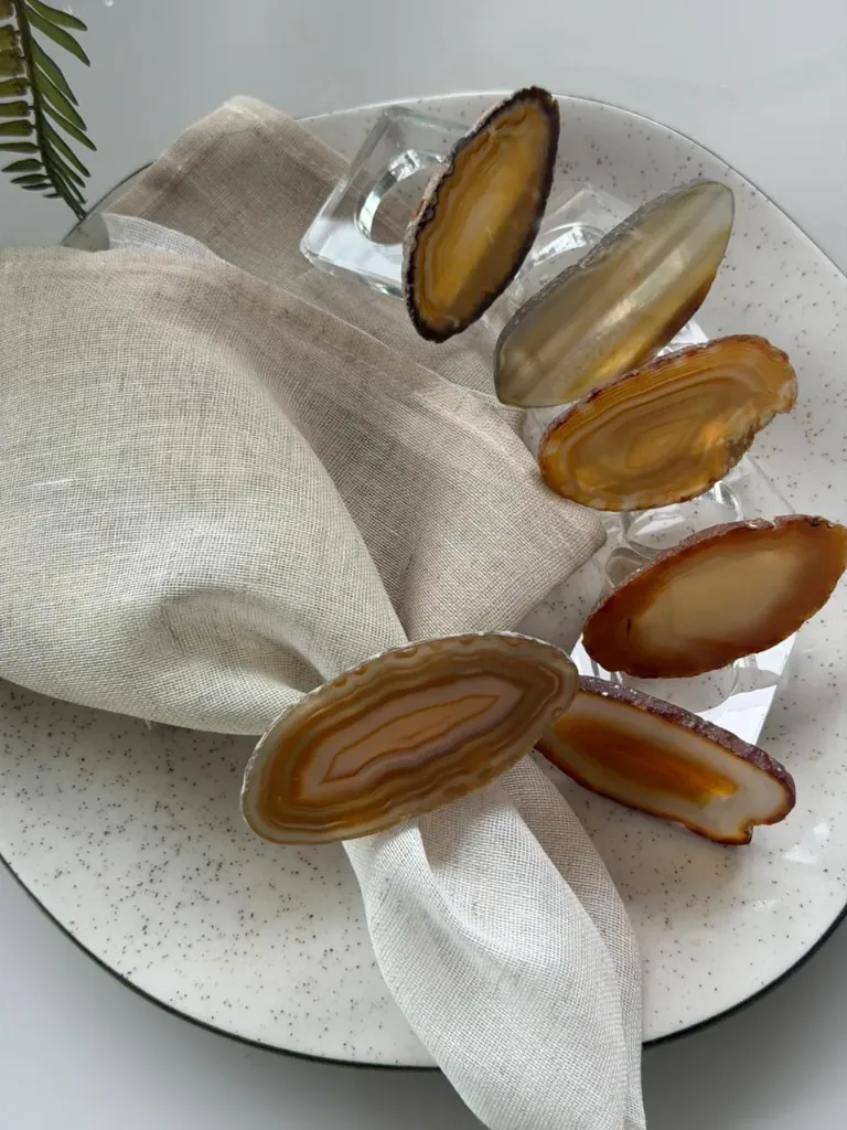 Acrylic and Agate Stone Napkin Ring (Set of 6)