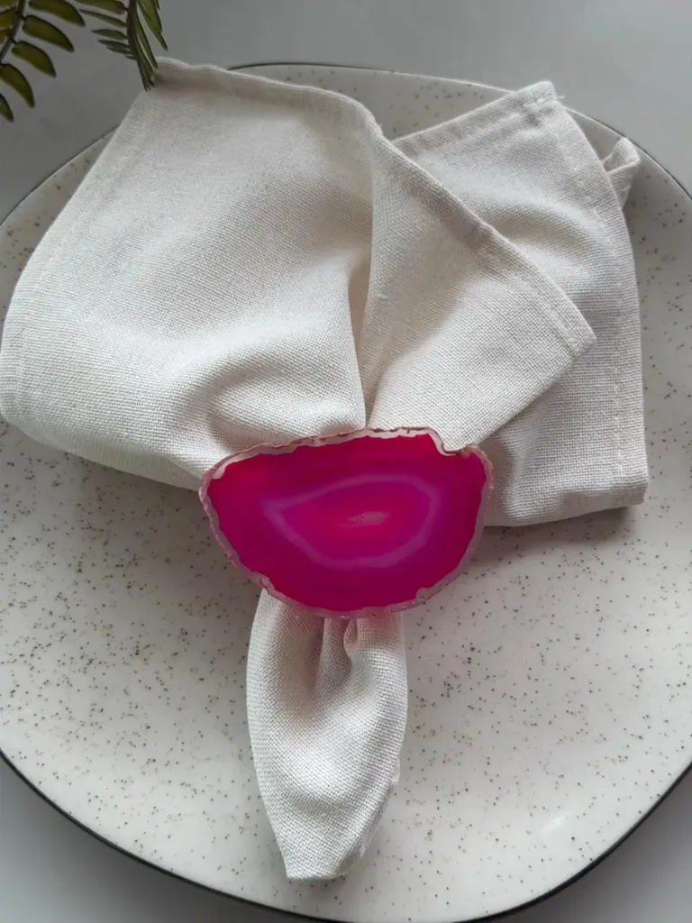 Acrylic and Agate Stone Napkin Ring(Set of 6)