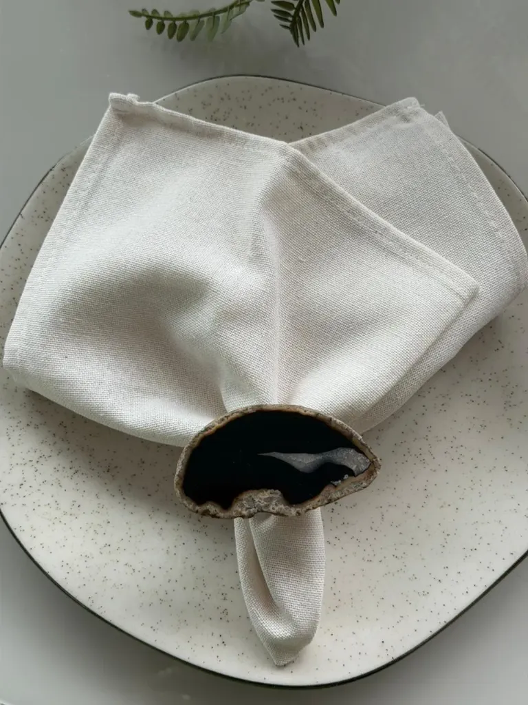 Acrylic and Agate Stone Napkin Ring(Set of 6)