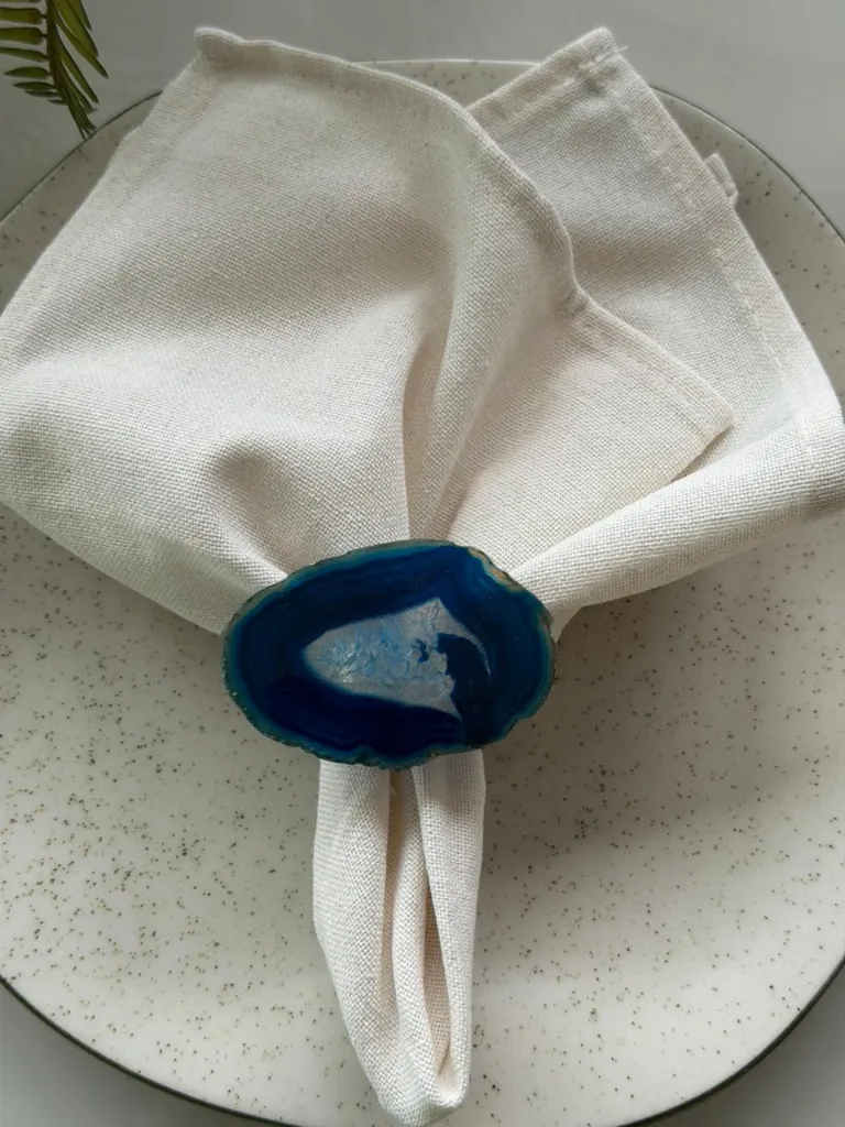 Acrylic and Agate Stone Napkin Ring(Set of 6)