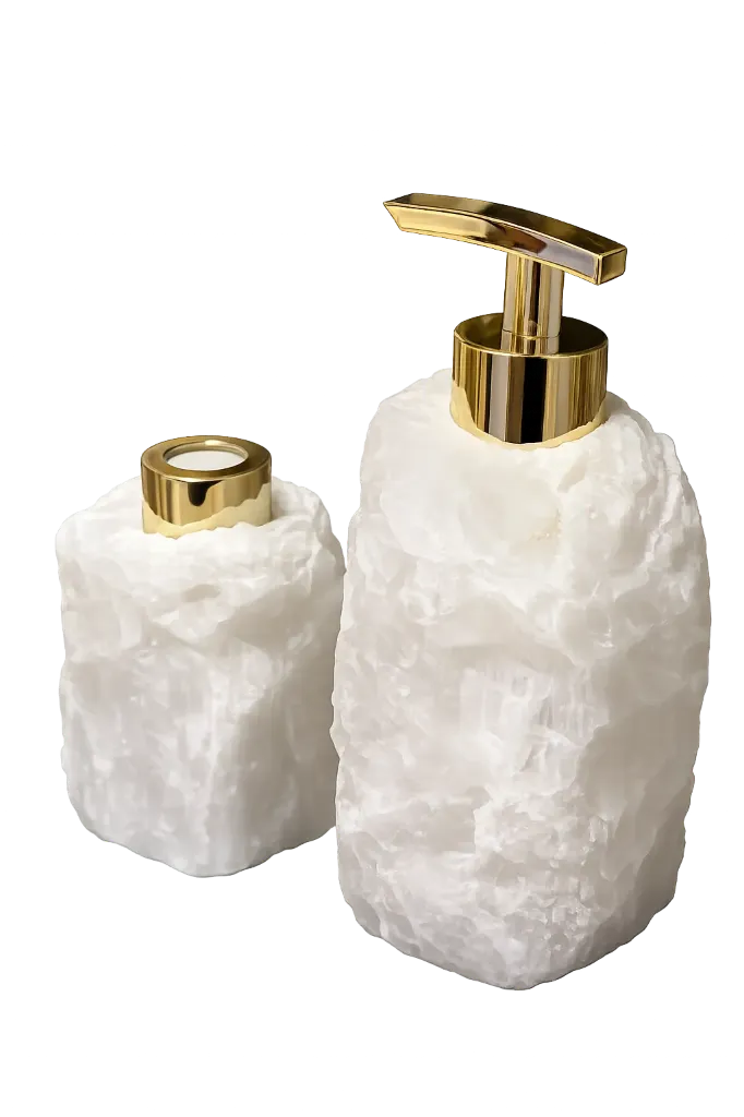 [MP91] Natural Stone Bathroom Set with Diffuser and Soap Dispenser