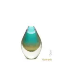 Drop Glass Vase Green with Gold  Murano Style Art Glass