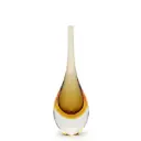 Drop Glass Vase Bicolor Smoky with Amber  Murano Style Art Glass