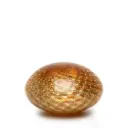 Flat Paperweight Bubble Effect Amber with Gold Murano Style Art Glass