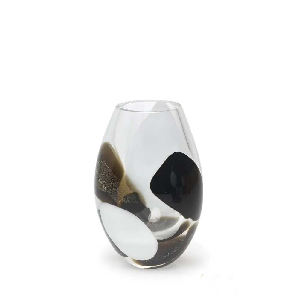 Glass Vase Colors Stains Model 1 White, Smoky and Black with Gold Murano Style Art Glass