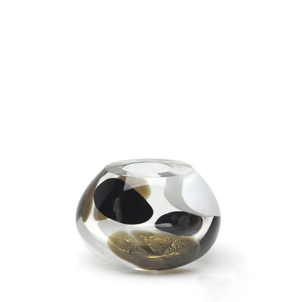 Glass Vase Colors Stains Model 3 White, Smoky and Black with Gold Murano Style Art Glass