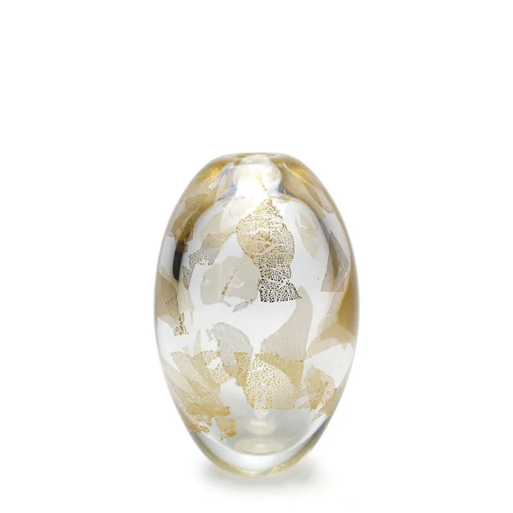 Egg Glass Vase Transparent Golden Effect Murano Style Art Glass