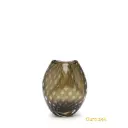 Glass Vase Roca Model 3 Bubble Effect Smoky with Gold Leaves Murano Style Art Glass