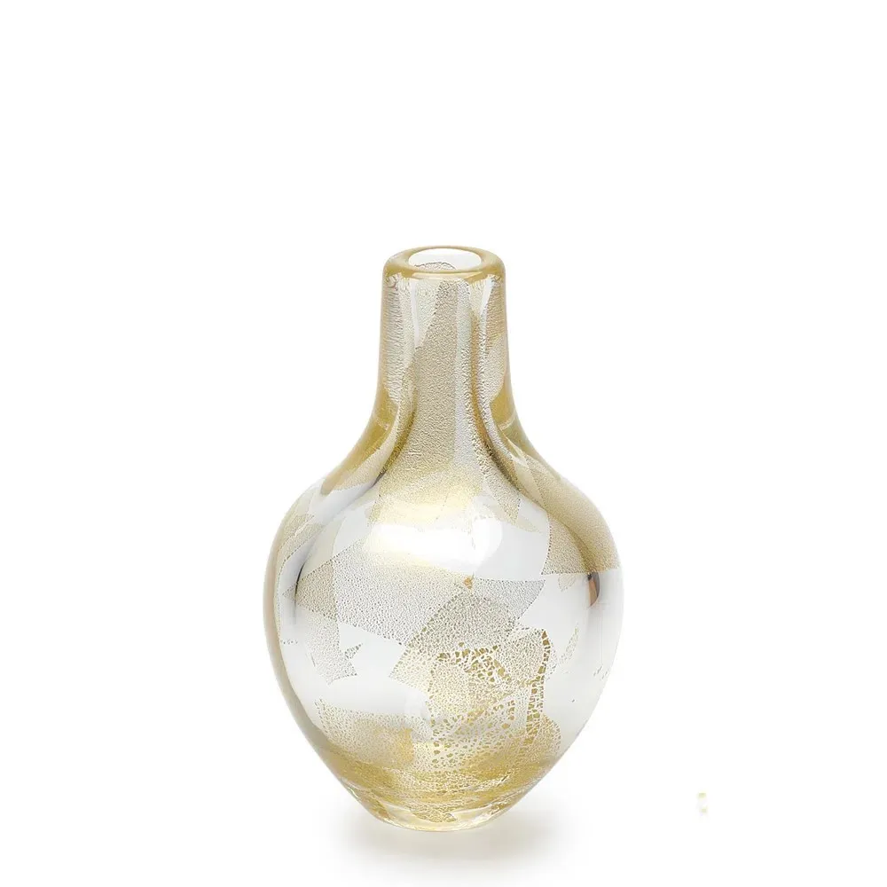 [18911] Glass Bud Vase Golden Effect Transparent Murano Style Art Glass