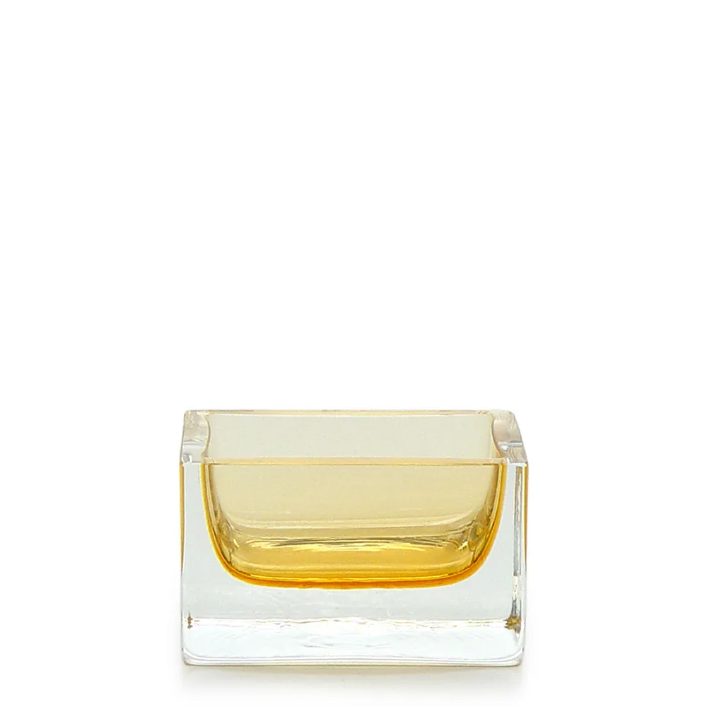 [17840] PaperClips Holder Amber Murano Style Art Glass